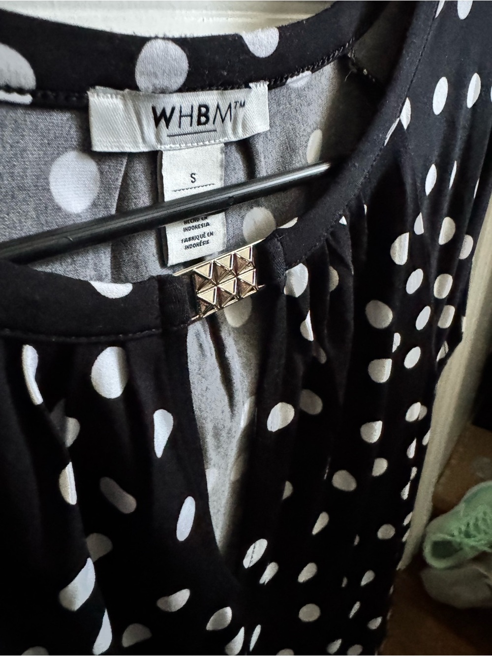 White House Black Market Black and White Polka Dot Top - Picture 3 of 4
